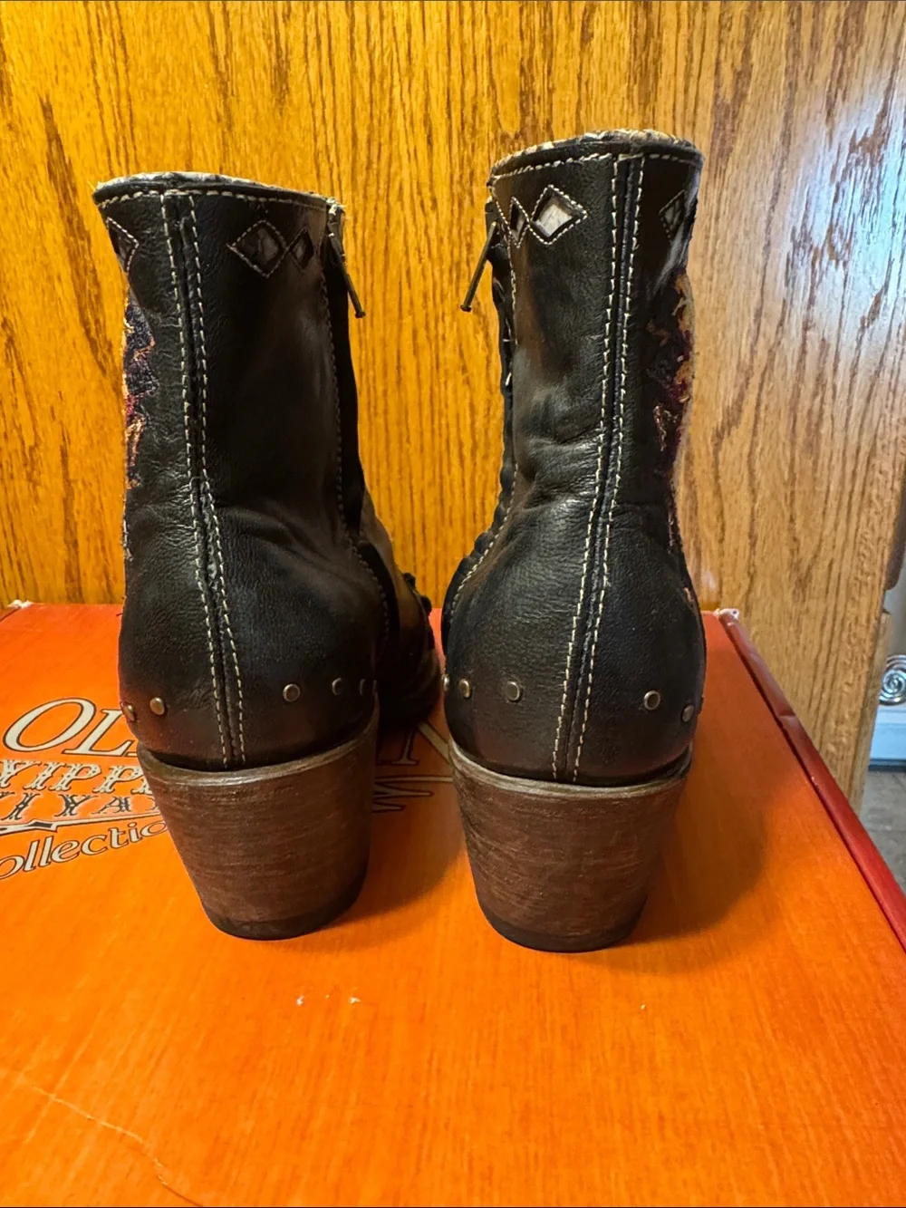Old Gringo Mabel Black and Brown Snakeskin-Accent Western Ankle Boots